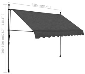 Tenda da Sole Retrattile Manuale con LED 250 cm Antracite