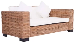 Set di divani da giardino con cuscini 2 pz in rattan naturale