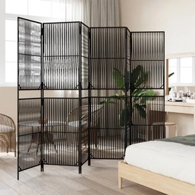 Divisorio per ambienti a 6 pannelli nero in polyrattan