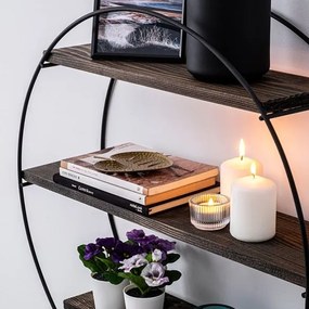 Mensola A Parete Tonda D62 Cm Stile Industrial In Ferro E Legno Naturale Tulipa