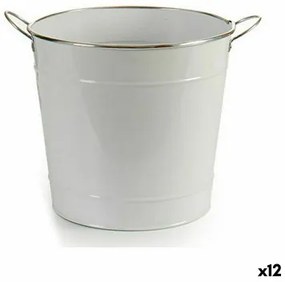 Vaso Secchio Bianco Argentato Metallo 29 x 27 x 37 cm (12 Unità)