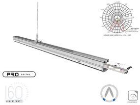 Plafoniera LED Lineare A Sospensione Follow 50W 150cm Doppia Lente Asimmetrica 4000K IP20 Dimmerabile SKU-1365