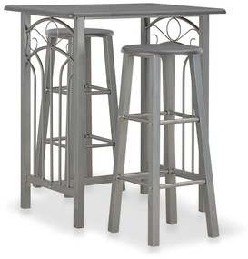Set Da Bar 3 Pz İn Legno E Acciaio Antracite /