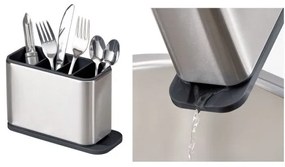 Trade Shop - Portaposate 4 Scomparti 7007 Scola Acqua Contenitore Acciaio Per Utensili Cucina