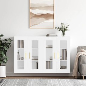 Armadietti A Parete 2 Pz Bianchi İn Legno Multistrato /