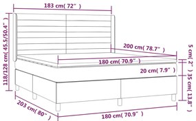 Letto a Molle con Materasso e LED Blu Scuro 180x200 cm