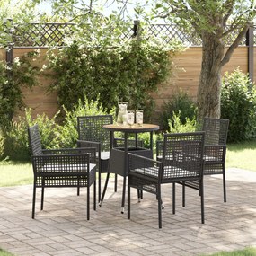 Set di mobili da pranzo  set di 5 nero rattan, poliestere durevole