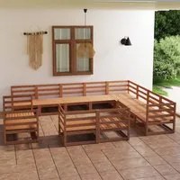 Set Divani da Giardino 12 pz Marrone Miele in Massello di Pino 3075957