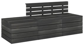 Set Divani da Giardino su Pallet 3 pz Legno Pino Grigio Scuro