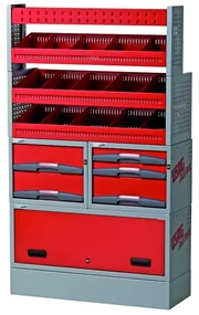 Armadietto da officina USAG Composizione per allestimento furgone in acciaio 5 cassetti 4 ripiani, L 99 x P 37.5 x H 168.8 cm