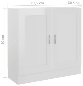 Libreria Bianco Lucido 82,5x30,5x80 cm in Legno Multistrato