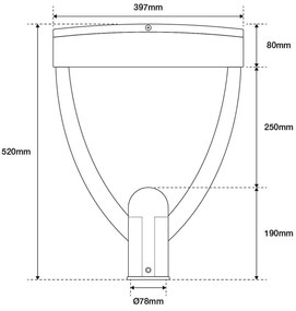 Lampione Stradale LED 65W Corten 150lm/W Dimmerabile 1-10V Programmabile - Philips Xitanium Colore Bianco Caldo 2.700K