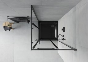 Mexen Rio cabina doccia quadrata 80 x 80 cm, trasparente, nera + piatto Flat, nero - 860-080-080-70-00-4070B