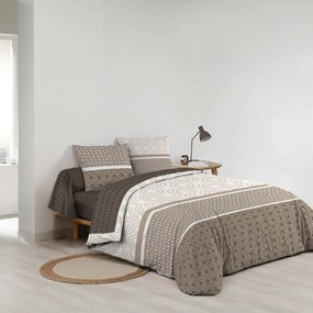 Set copripiumino e federa marrone in cotone per letto matrimoniale ed esteso con lenzuolo incluso/6 pezzi 240x220 cm Pacha – douceur d'intérieur