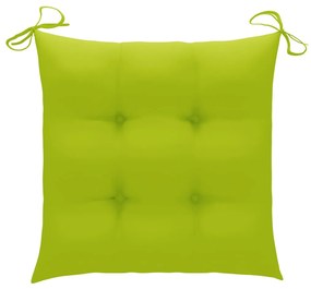 Sedia a dondolo con cuscino verde brillante in legno di teak