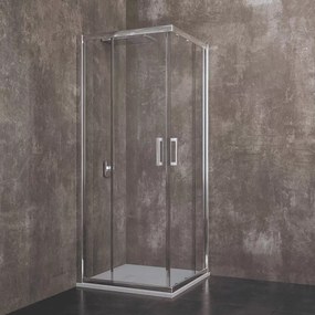 Box Doccia Quadrato 195 Cm H Cabina Bagno Con Porte Scorrevoli Ante In Cristallo Temperato Trasparente da 6 mm Struttura Alluminio Anodizzato Maniglie in Acciaio Cromato (100 x 100 Cm)