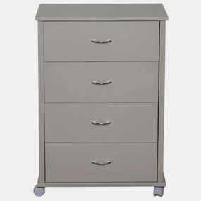 Cassettiera con ruote ICON 58X83h cm in Legno di Faggio a 4 Cassetti Laccato Tortora