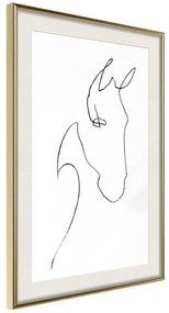 Poster  Sketch of a Horse's Head  Cornice Quadri Cornice d'oro con passe-partout, Larghezza x Altezza Home decor 20x30