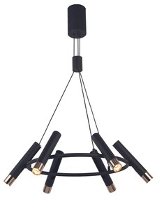 Lampadario Moderno Cilindro Acciaio Nero Oro Led 3,4W 3000K