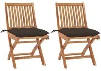 Sedie da Giardino 2 pz con Cuscini Talpa in Massello di Teak cod mxl 74615