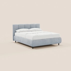 ARKAM letto imbottito con vano contenitore e testiera a lavorazione verticale - design shabby chic in tessuto certificato Oeko-Tex®