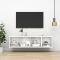 Armadietto a Muro per TV Bianco Lucido 37x37x142,5cm Truciolato cod mxl 22844