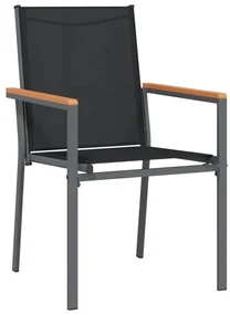 Set da pranzo da giardino 7 pz nero in textilene e acciaio