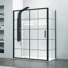 Cabina doccia 110x80 profili neri e vetro con riquadri neri NICO-D3000S - KAMALU