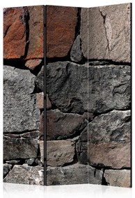 Paravento design Pietre scure (3-parti) - composizione con texture di muro grigio