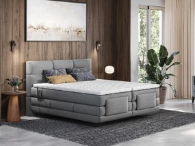 Set letto Boxspring test. trapuntata+Rete relax elett.+Materasso+Topper 2x80x200 cm Grigio - LODI di PALACIO