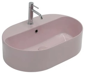 Lavabo da appoggio Open OLYMPIA CERAMICA ovale in ceramica L 60 x H 17 x P 40 cm rosa lucido piletta non inclusa