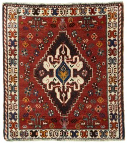 Shiraz Tappeto 70x60 Rosso (Iran) Annodato A Mano