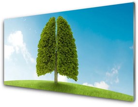 Quadro acrilico Erba, albero, polmoni, natura 100x50 cm
