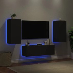 Mobili Tv A Muro 3pz Con Luci Led Neri /