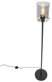 Lampada da terra di design nera con vetro fumé - Dome