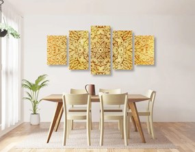 Quadri 5 pezzi – Mandala etnica dorata