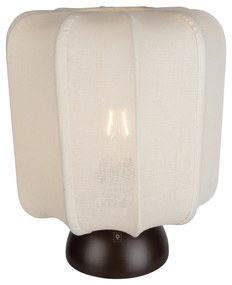 Lampada da tavolo Japandi bronzo scuro con paralume beige - Nori