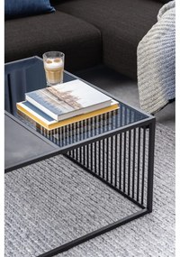 Tavolino nero con piano in vetro 80x80 cm Strington - Actona