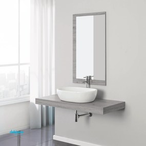 Mobile Bagno Sospeso "Shelf" Da 120 Cm Composto Da Un Mensolone Top Finitura Cemento