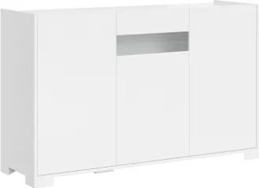 Madia in legno Bianco Lucido ROJAS a 3 ante con inserto in vetro Fumč 130 cm