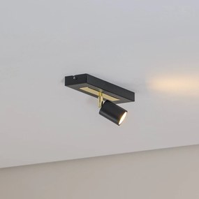 Luminex Faretto da soffitto Rodez, nero/oro, lunghezza 30 cm, acciaio