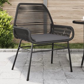 Sedie da giardino con cuscini 2 pz nere in polyrattan