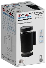 V-TAC Lampada LED da Muro Con Portalampada 2xE27 Doppio Fascio Luminoso Rotonda IP44 SKU-93573