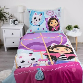 Biancheria da letto per bambini in cotone per letto singolo 140x200 cm Gabby's Dollhouse "Balloon" - Jerry Fabrics