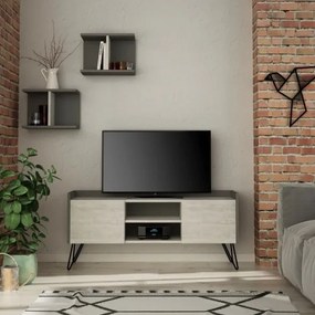 Mobile Porta TV 120 Cm Con Ante E Mensole Klappe Bianco E Antracite