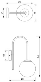 Applique CAMBRIDGE 1xE14/60W/230V nero/ottone