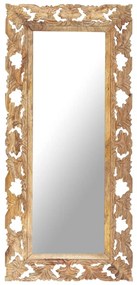 Specchio Intagliato A Mano 110x50 Cm İn Legno Massello Di Mango /