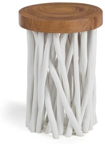 Kave Home - Tavolino Drom in legno massello di mungur e teak Ã˜ 35 cm