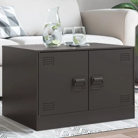 Tavolino Da Salotto Nero 67x50x44 Cm İn Acciaio /