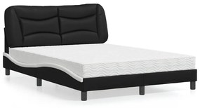 Letto Con Materasso Nero E Bianco 140x200 Cm İn Similpelle /